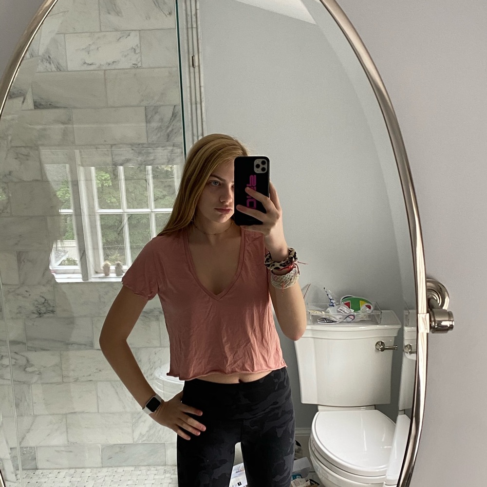 Pink brandy Melville v neck tee✨